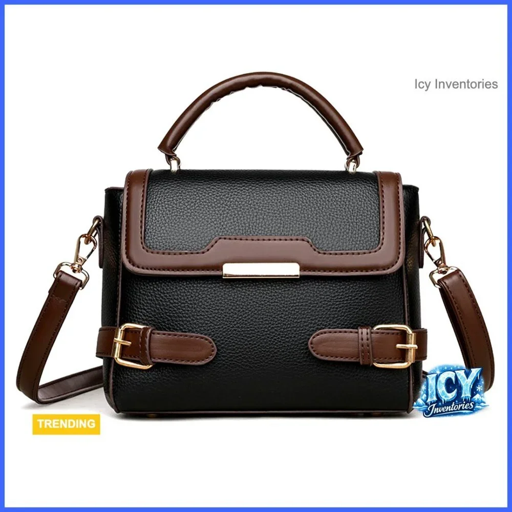 Faux Leather Satchel Handbag with Adjustable Crossbody Strap and Top Handle